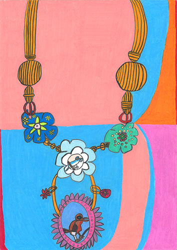 Beautifully colored bird necklace