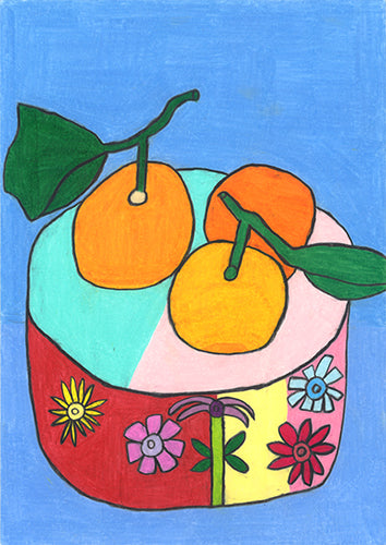 Floral container with orange