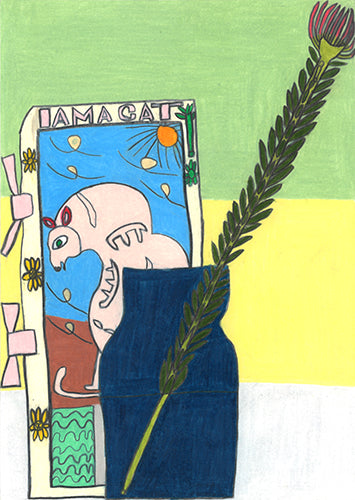 Catbook and a single flower